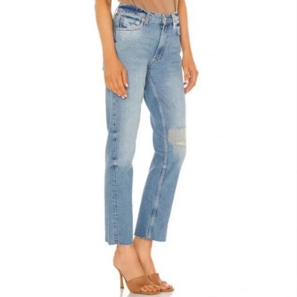 Free People Vixen Light Wash Distressed High Rise Straight Leg Jeans 25 - Picture 3 of 5